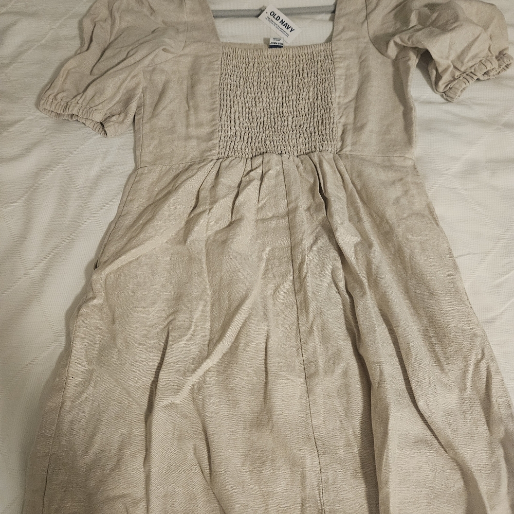 Old Navy Beige Button-Down Dress - Picture 2 of 5